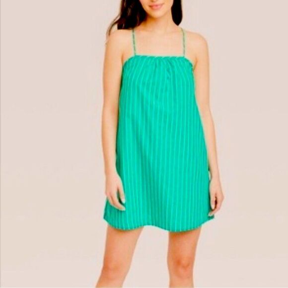 A New Day Green and White Striped Halter Dress - Picture 1 of 7